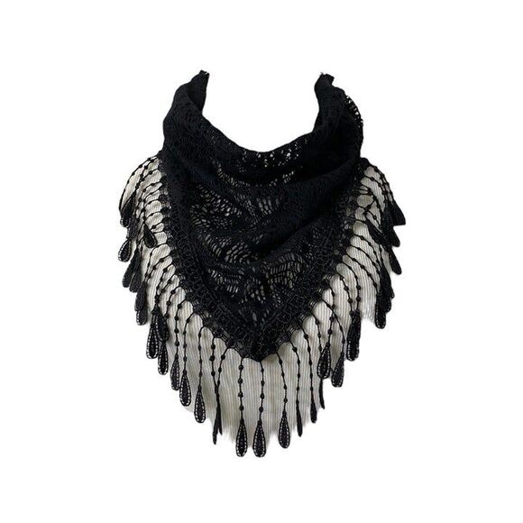 Ransom Girl Crochet Scarf Women's Black Tassel Neck Fashion Size XL - Picture 1 of 6